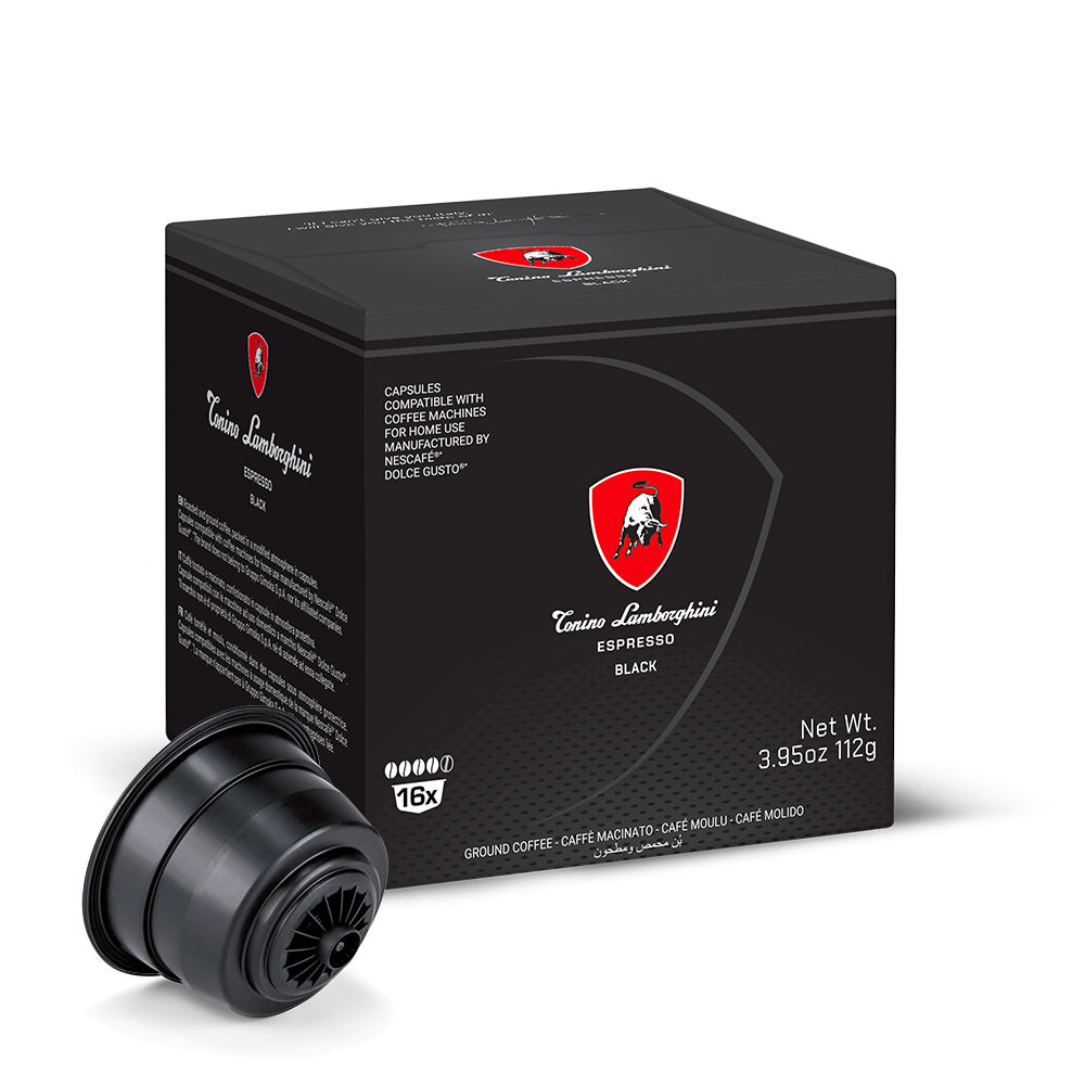 Tonino Lamborghini Black Compatible Coffee Capsules NESCAFÉ® Dolce Gusto® –