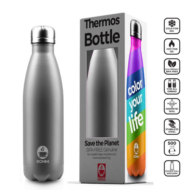Thermos Bottle Thermal Bottle silver color Caffè Bonini –
